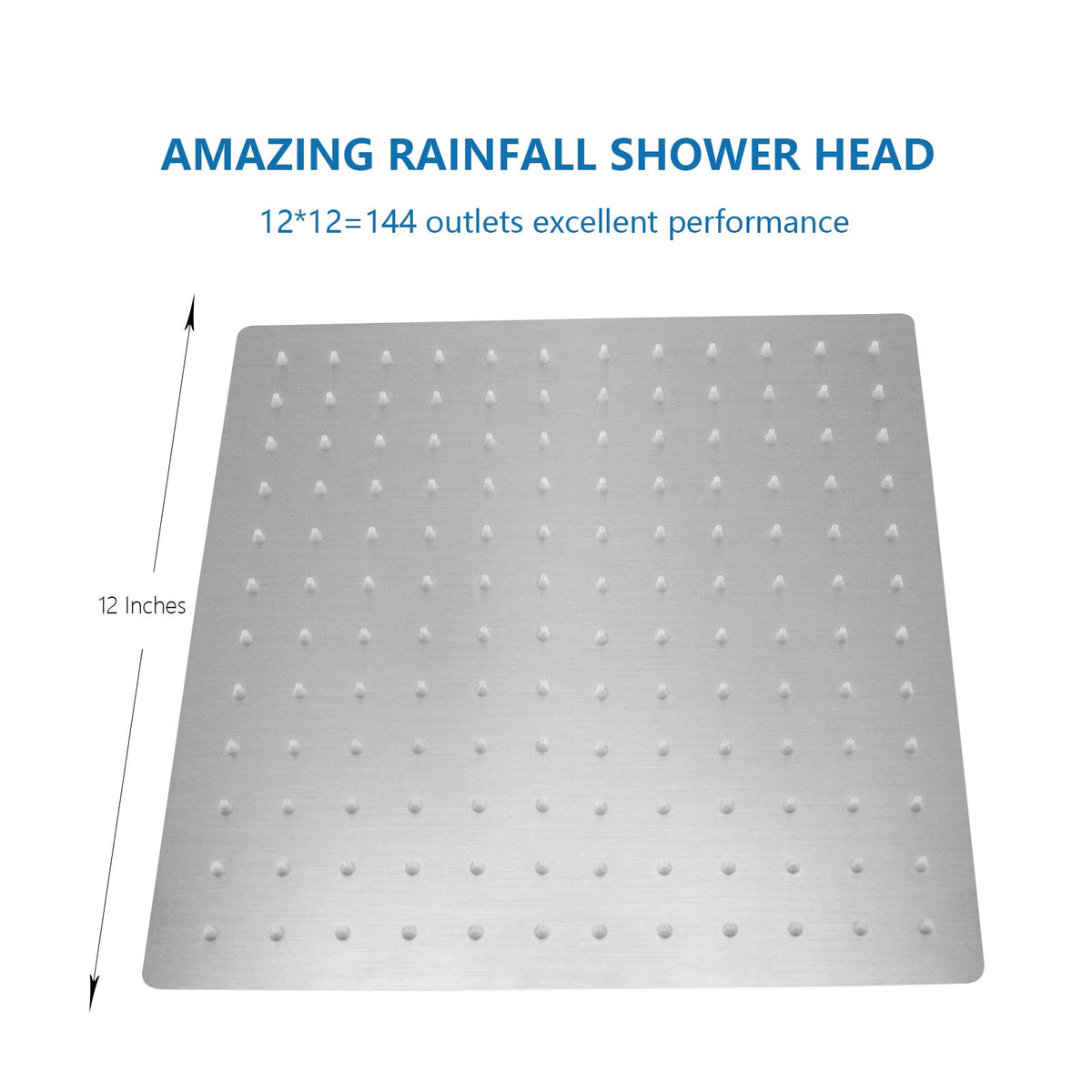 NearMoon square shower head angle shot showing even water distribution