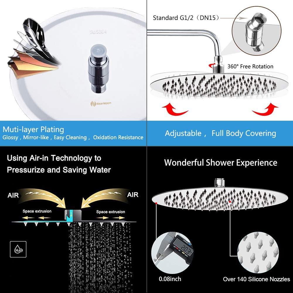 NearMoon High-Flow model provides ample coverage for a spa-like shower
