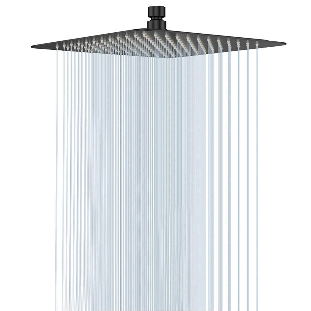 NearMoon rain shower head in matte black with 12-inch square coverage for full-body rinse