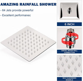 NearMoon rain shower head side angle highlights slim profile and strong water flow.