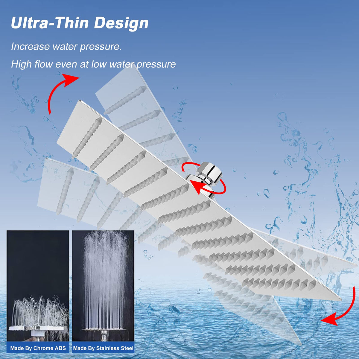 NearMoon rainfall shower head nozzle close-up showing silicone jets for easy cleaning