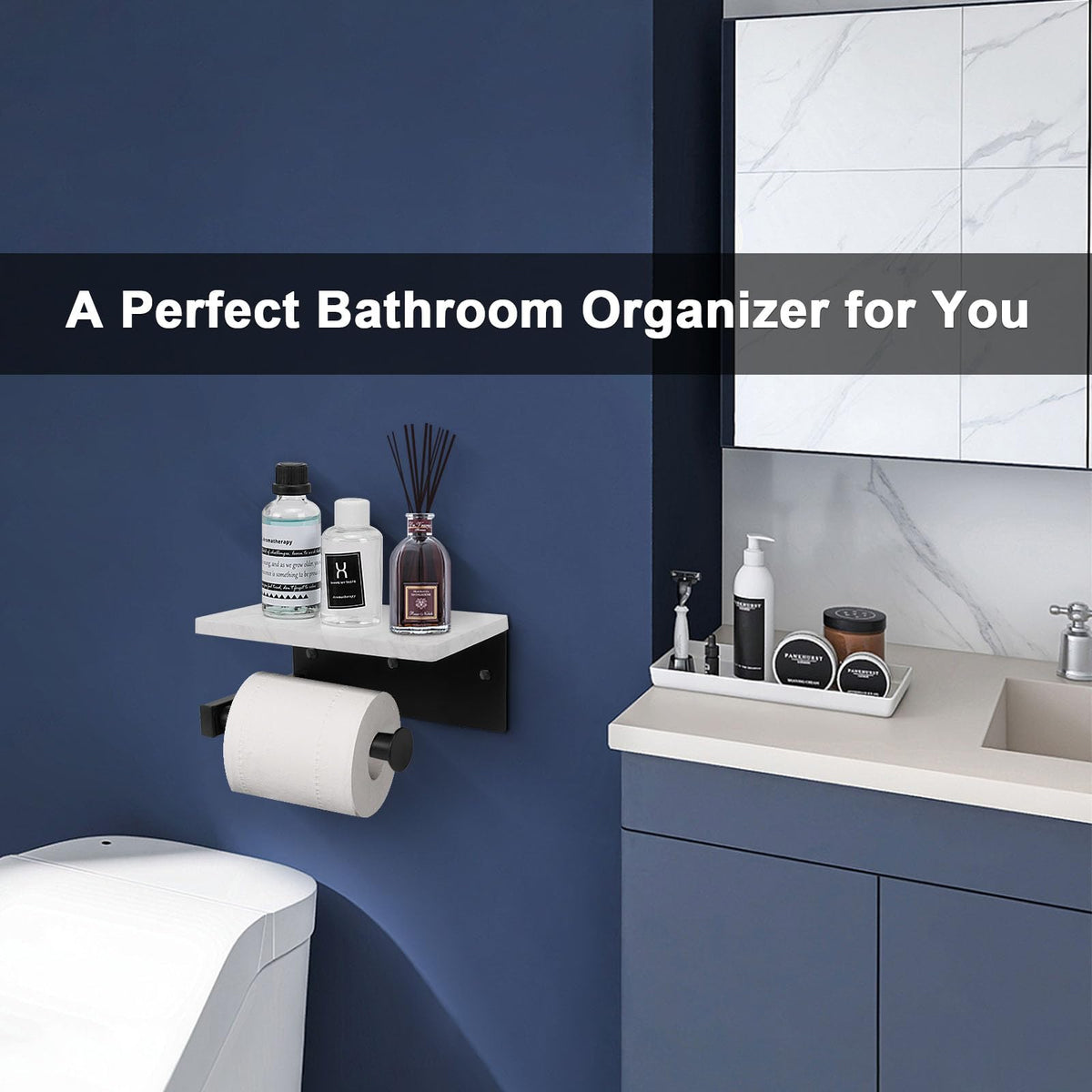NearMoon rustproof bathroom accessory with marble shelf for humid spaces.