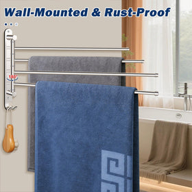 NearMoon rustproof swing-out towel hanger maximizes airflow for quick drying.