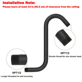 NearMoon S-curve shower arm extension with modern elegance and increased reach