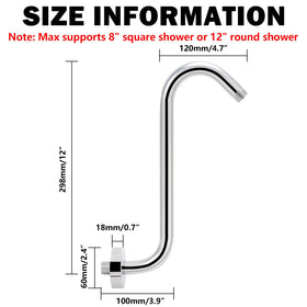 NearMoon S shaped shower arm with flange chrome provides stable mounting.