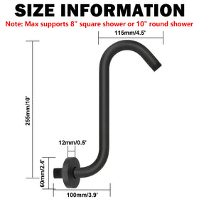 NearMoon shower arm extension with flange in matte black for a seamless look