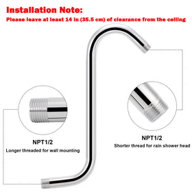 NearMoon chrome shower arm installation is quick and tool-free.