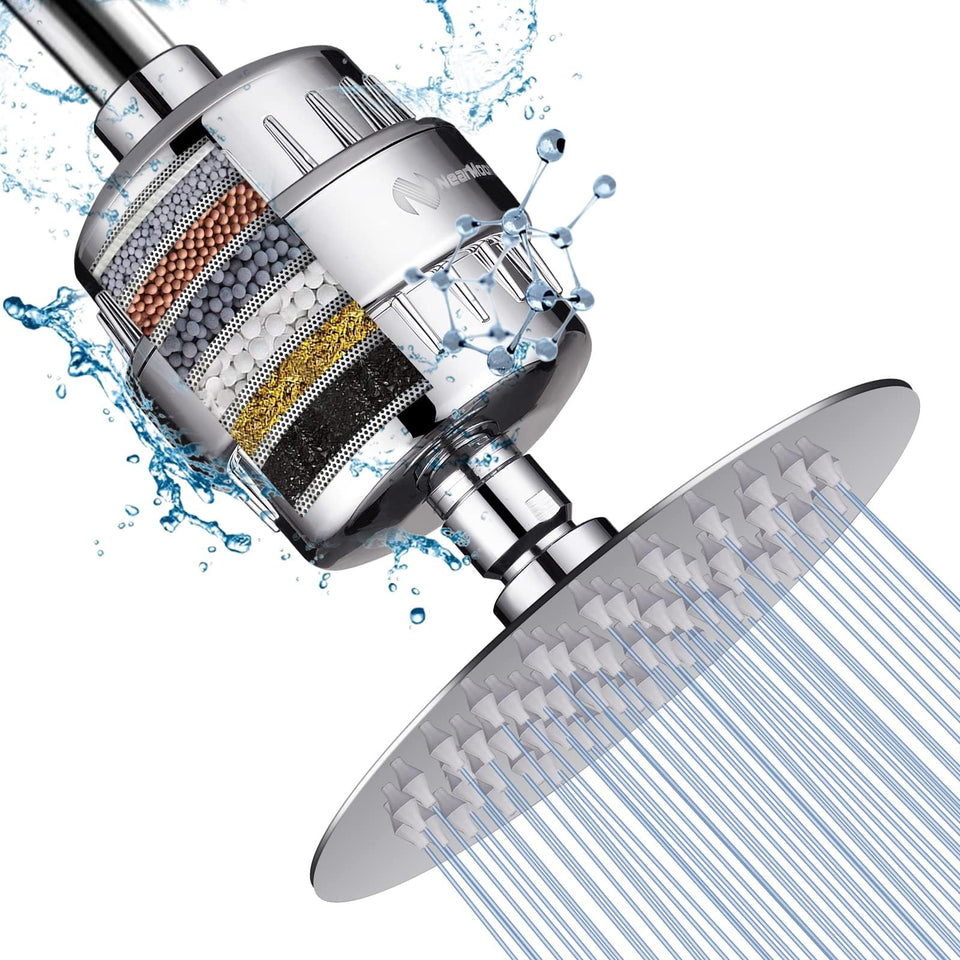 NearMoon shower head 6-inch chrome delivers a steady, even spray for a refreshing shower.