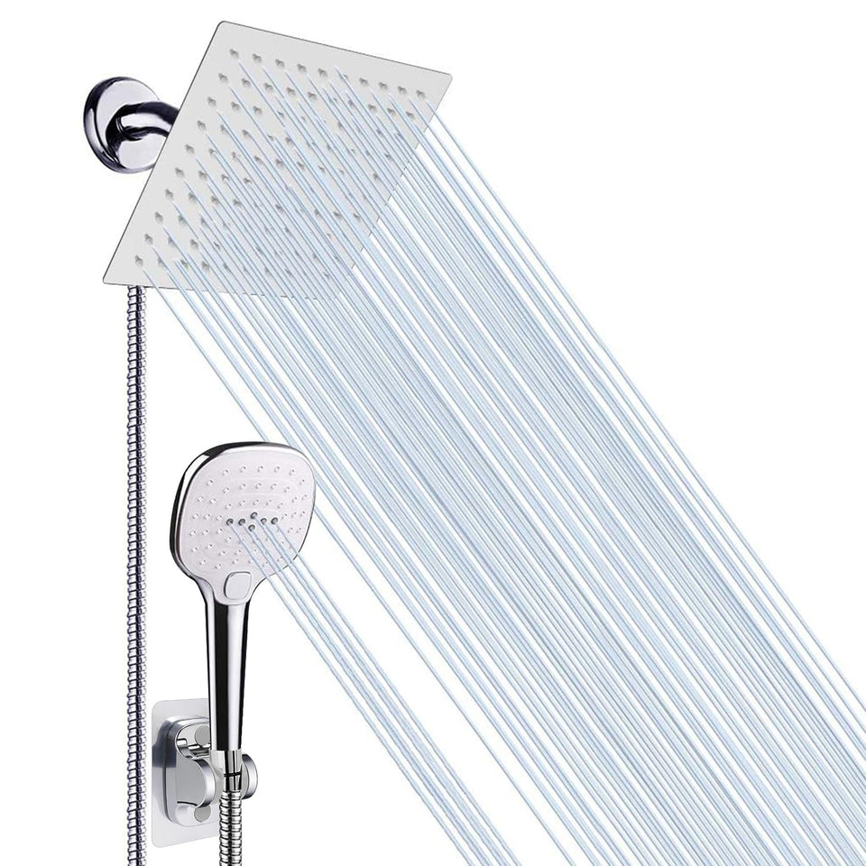 NearMoon 8-inch rainfall shower head delivers wide coverage for a spa-like shower