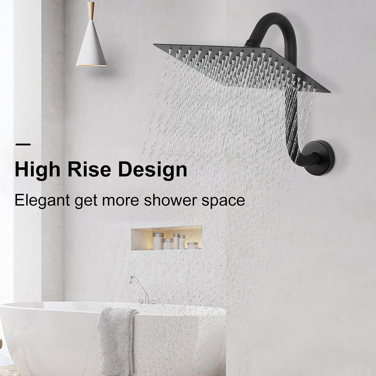 NearMoon stainless steel shower arm offers durable construction and easy maintenance