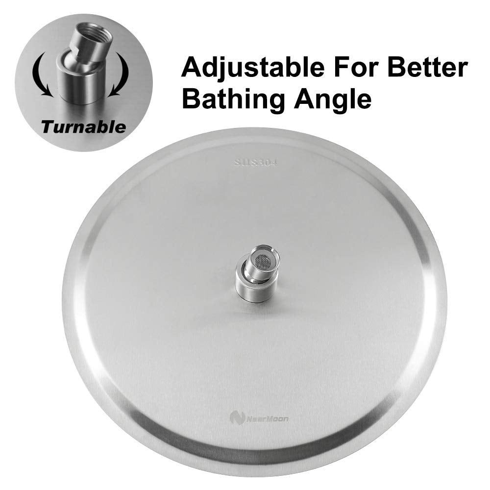 NearMoon stainless steel shower head highlights rust-resistant construction for lasting use.