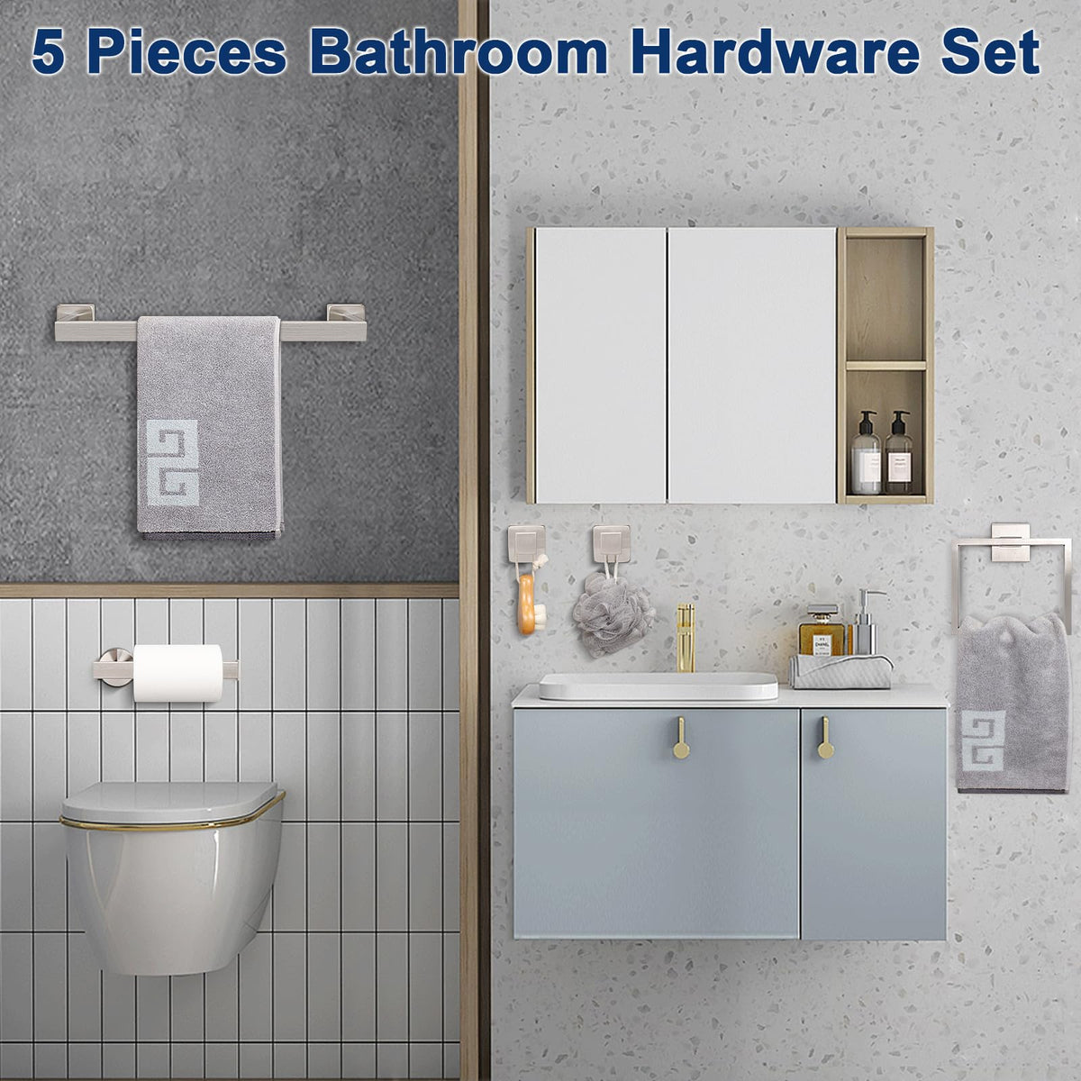 NearMoon stainless steel toilet paper holder secures rolls against slips