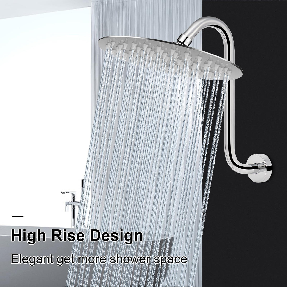 NearMoon 1/2 inch thread shower arm fits most standard plumbing connections.