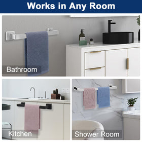NearMoon towel bar invisible screws close-up showing high-end square design.
