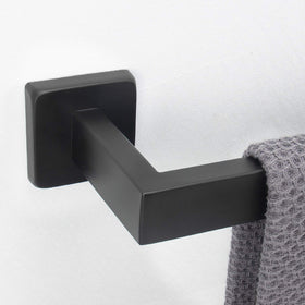 NearMoon rust-resistant SUS304 finish on a matte-black towel bar.