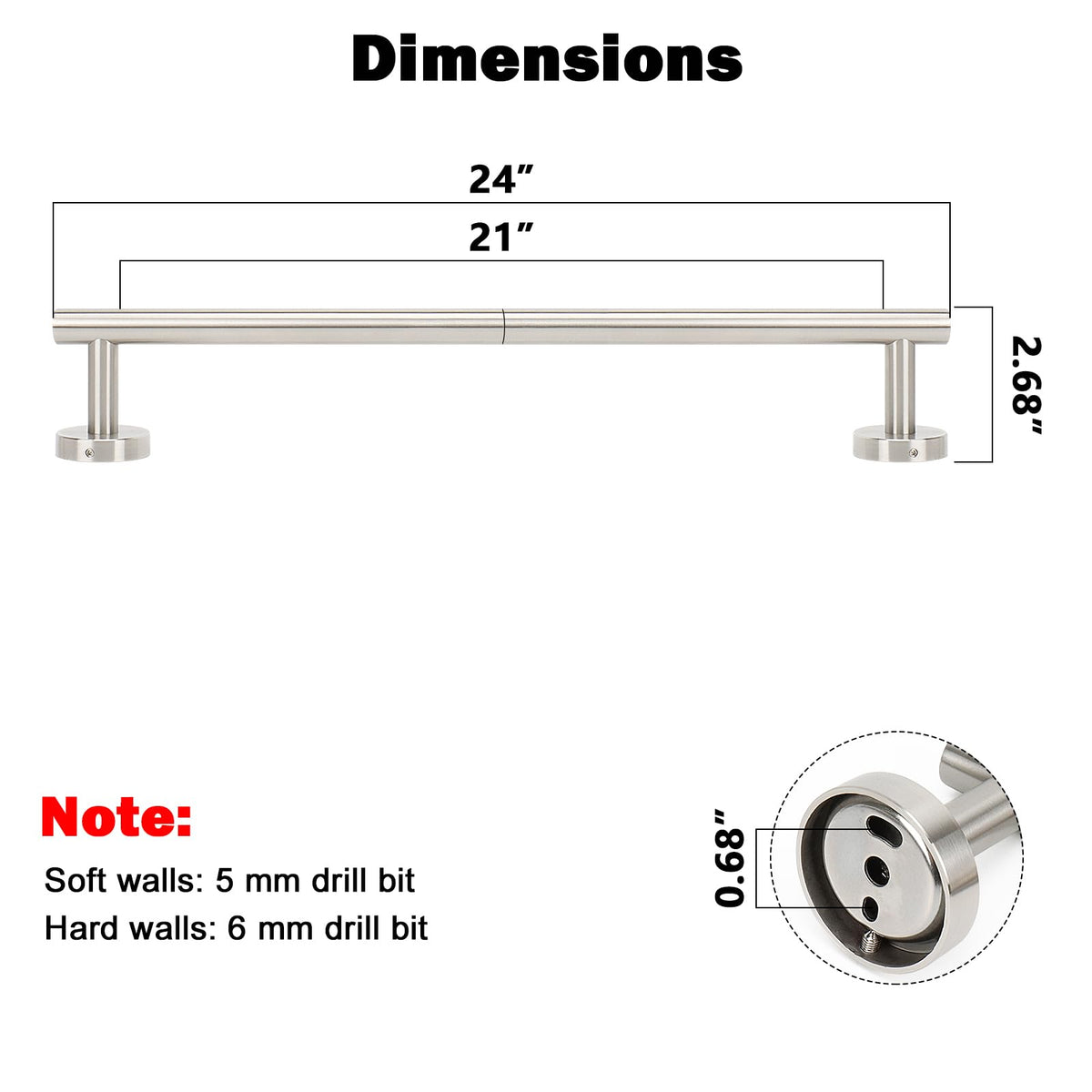 NearMoon towel rack with 21-inch usable hanging space.