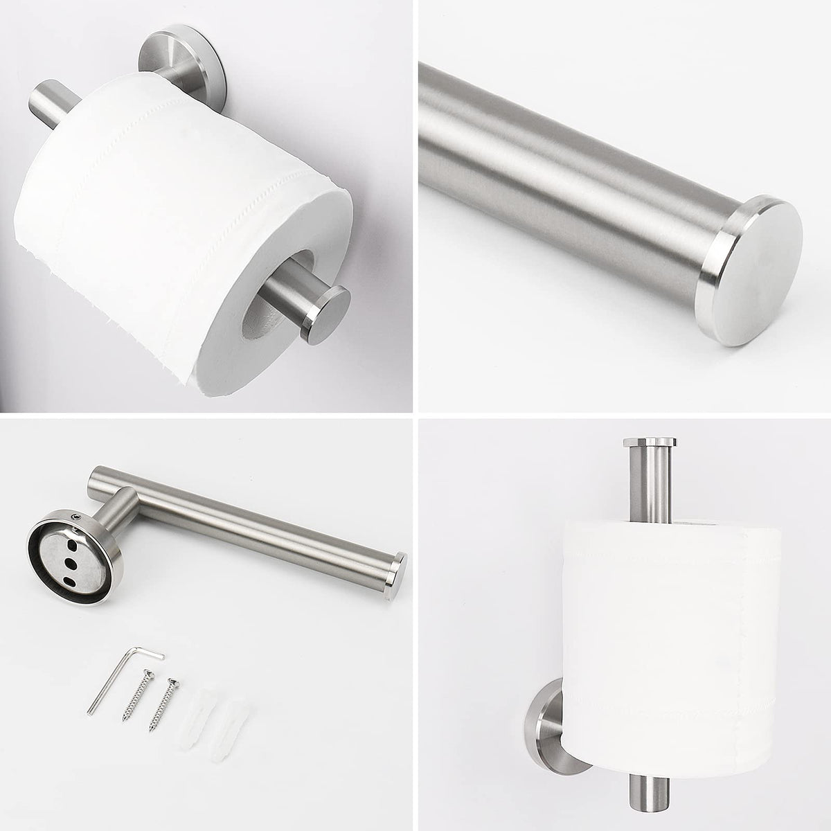 NearMoon wall-mounted bath hardware in modern brushed nickel finish.