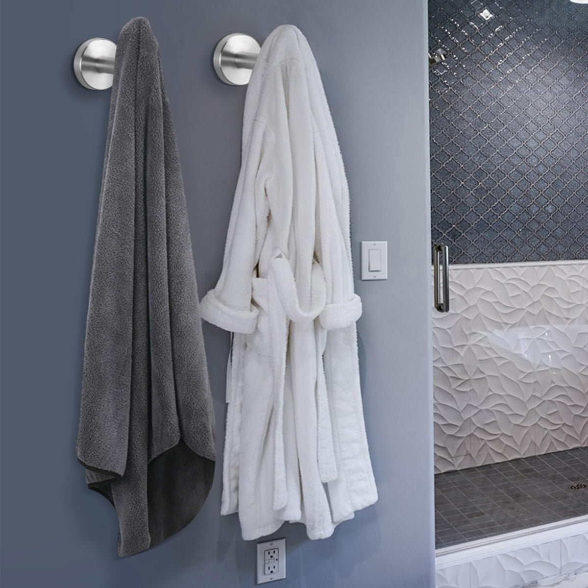 NearMoon wall-mounted coat hook in brushed nickel for clean, space-saving storage