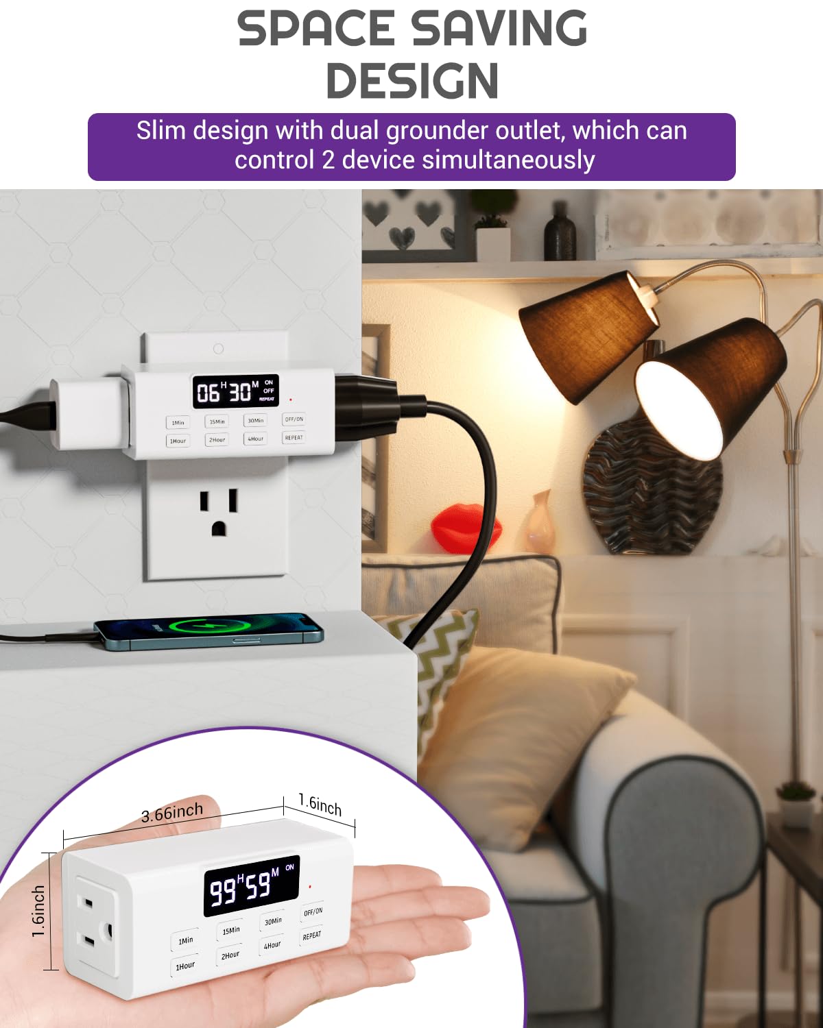 NEARPOW 125V/60Hz indoor timer handles general loads.