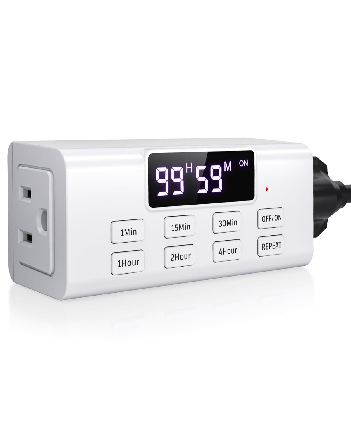 NEARPOW dual-outlet countdown timer powers two devices with a clear large screen.