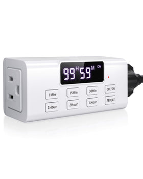 NEARPOW dual-outlet countdown timer powers two devices with a clear large screen.