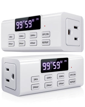 NEARPOW countdown timer with dual outlets and large screen for easy setup.