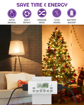 NEARPOW timer screen shows 12/24 hour mode for precise scheduling.