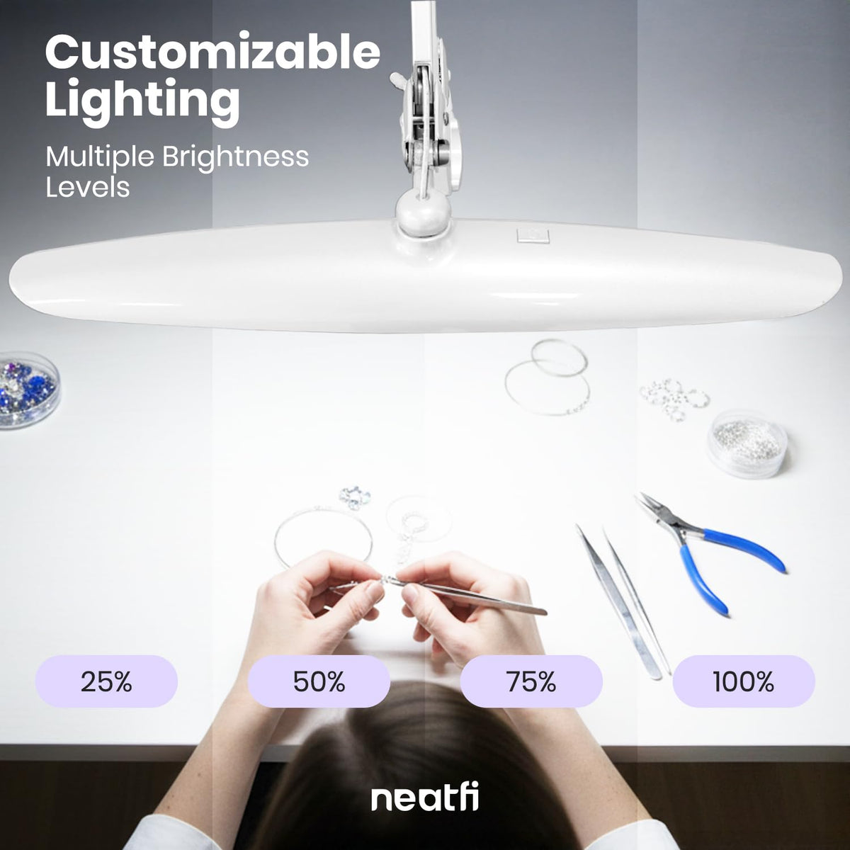 Neatfi XL craft and nail work lighting setup.