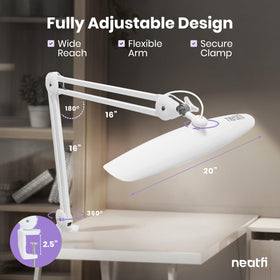 Neatfi XL organized workspace with versatile lighting setup.