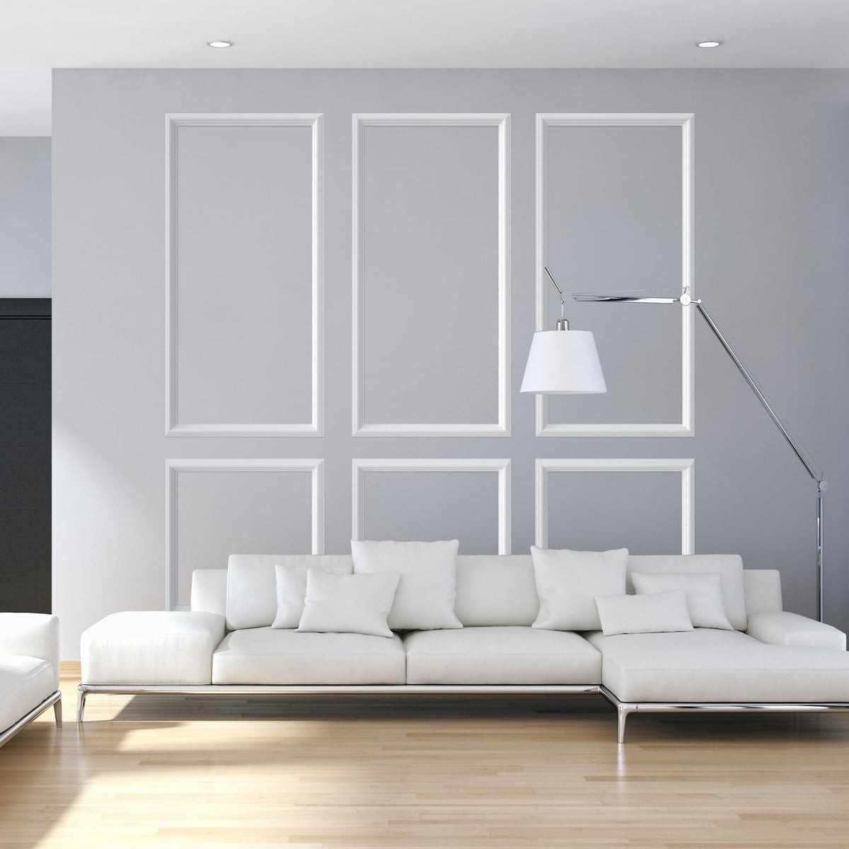 NeatiEase DIY wall molding for any room including bedrooms and living areas.