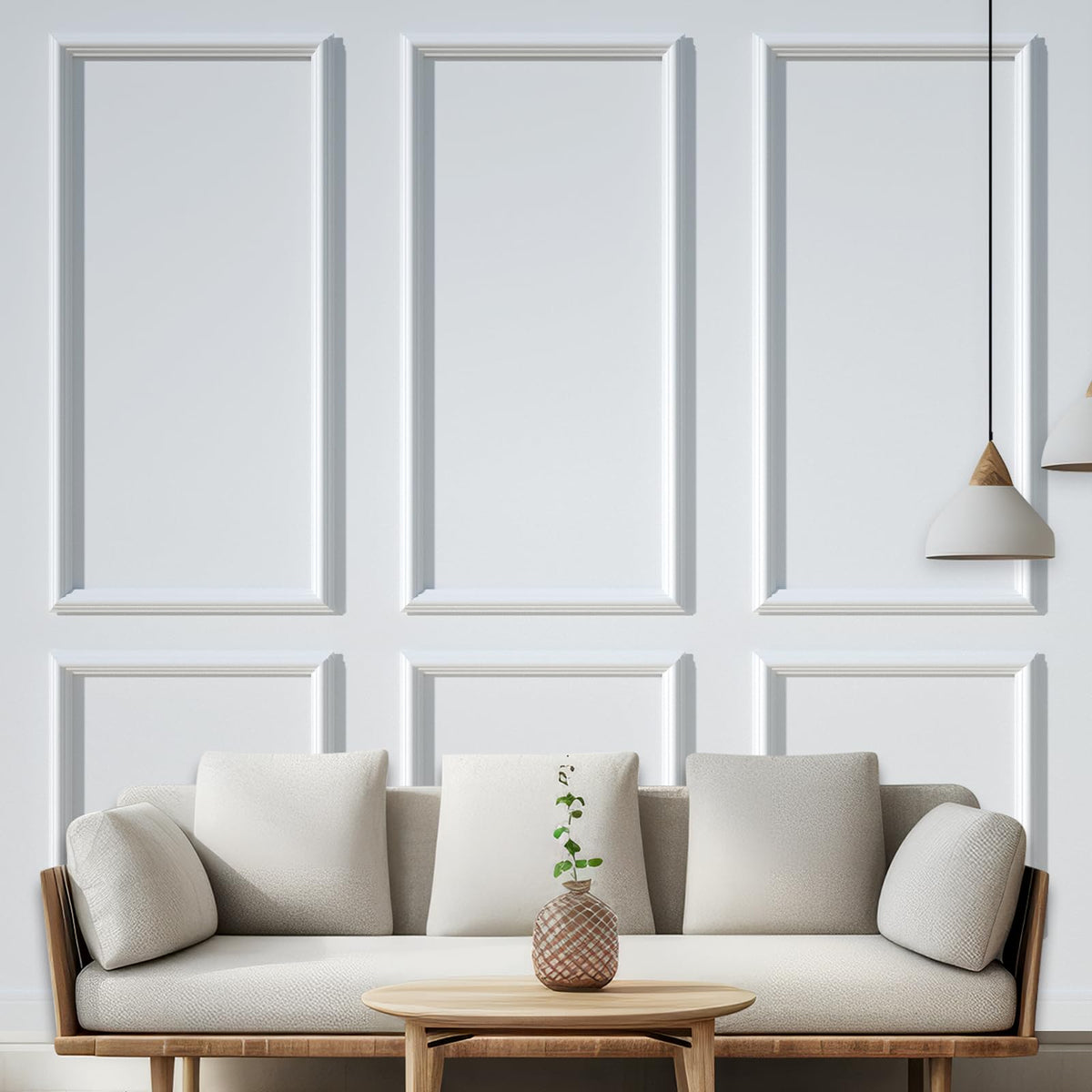 NeatiEase peel-stick 6-frame molding kit adds framed depth with easy installation.