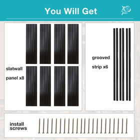 NeatiEase slatwall 4x8 panel pack demonstrates easy interlocking installation.