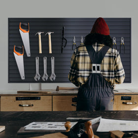 NeatiEase slatwall 32-square-foot coverage idea on a wall setup.