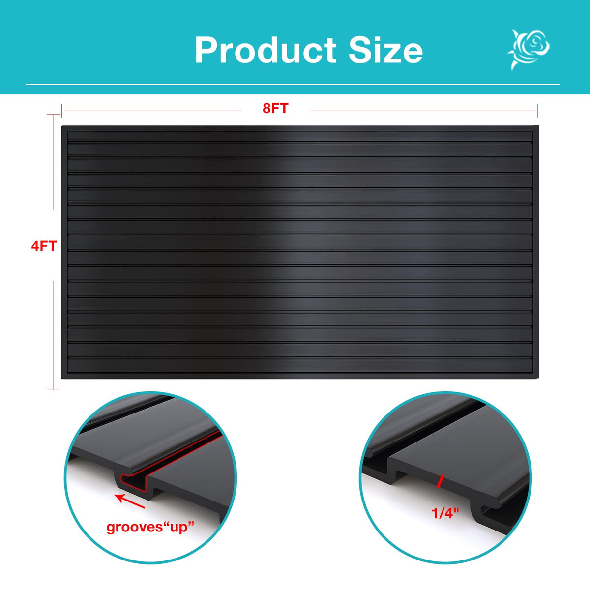NeatiEase storage setup with tools neatly hung on slatwall panels.