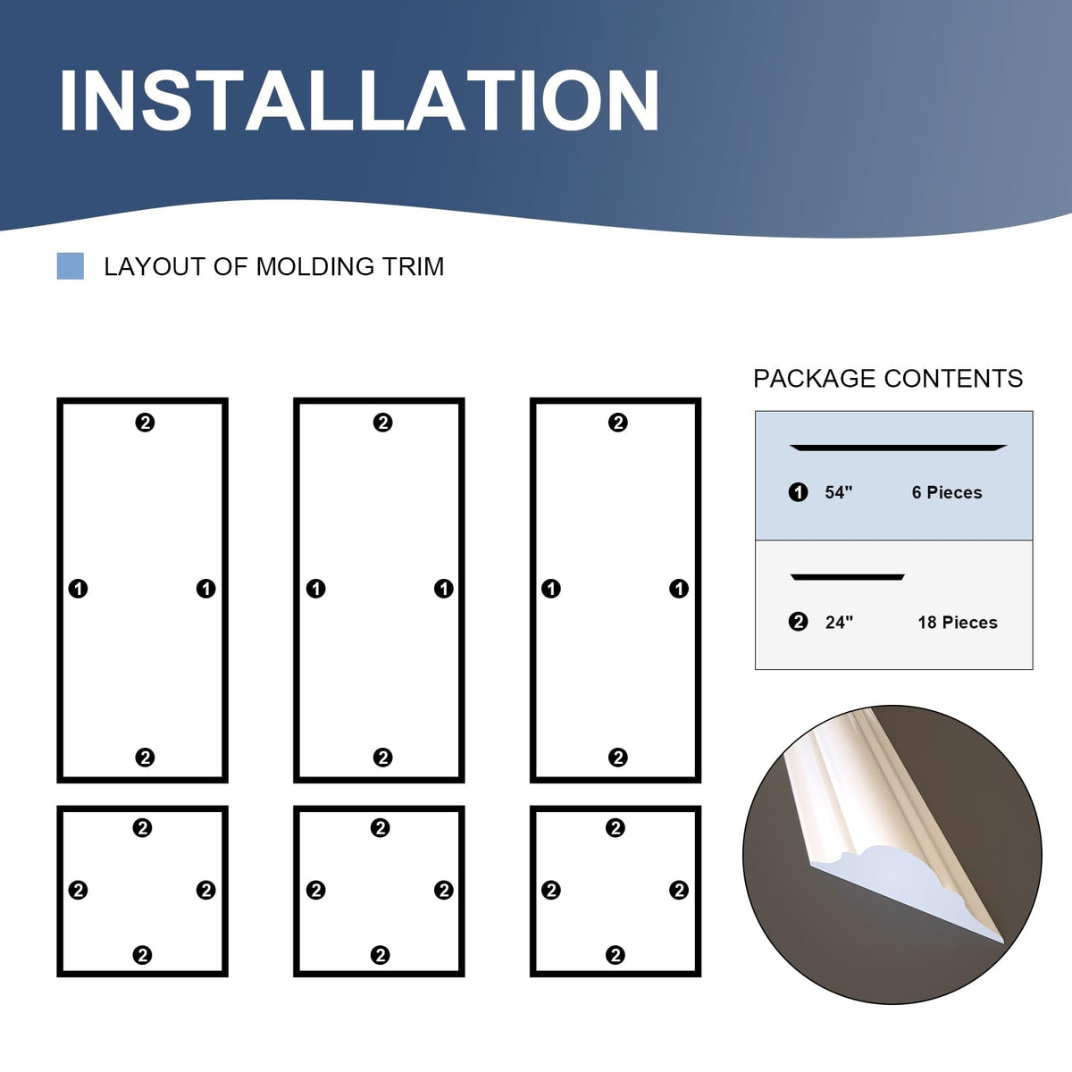 NeatiEase wall-molding panels with textured surface for stylish room accents.