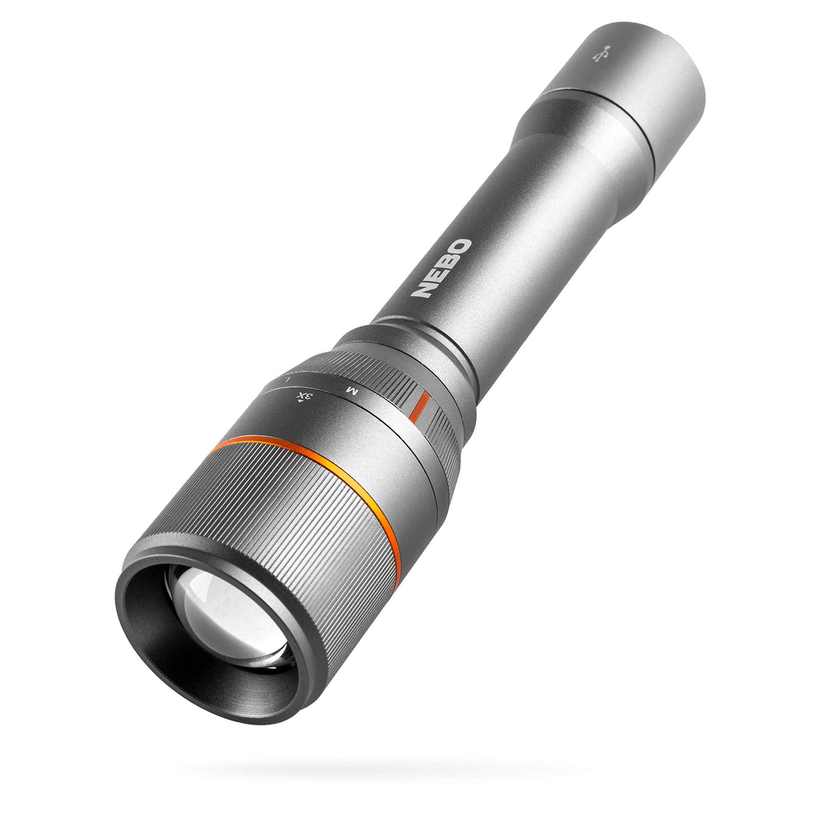 NEBO Davinci 3500 flashlight beam for outdoor camping tasks in the dark.