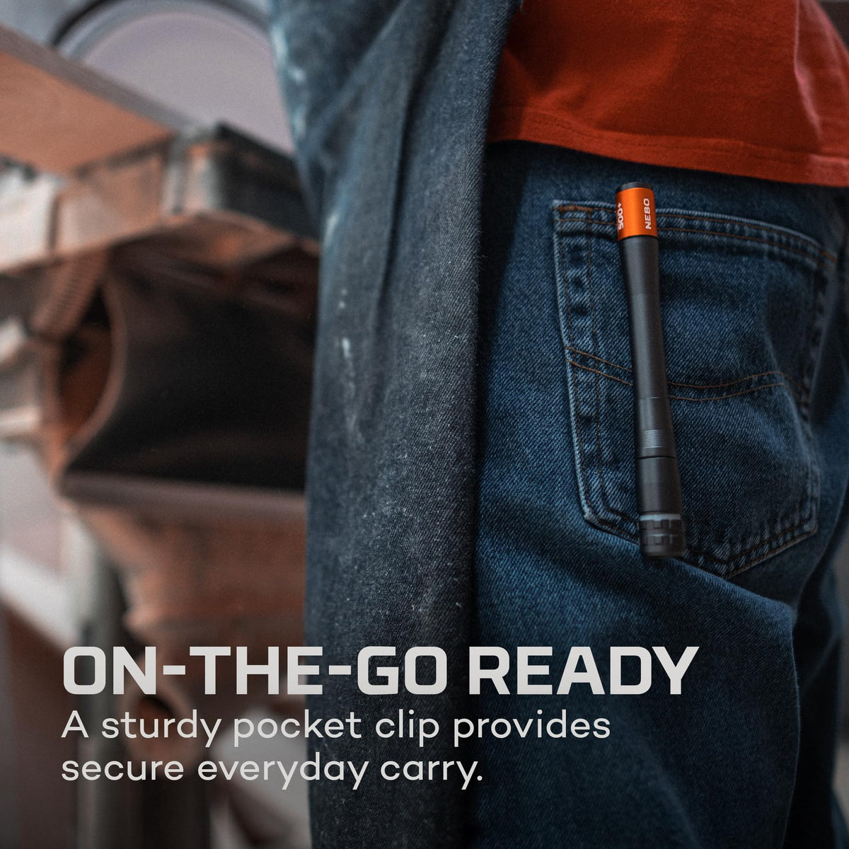 NEBO Inspector 500+ magnetic base enables hands-free work lighting.