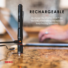 NEBO Inspector RC Pen Light pocket clip keeps it handy.