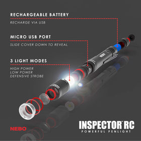 NEBO Inspector RC Pen Light compact EDC option for everyday carry.