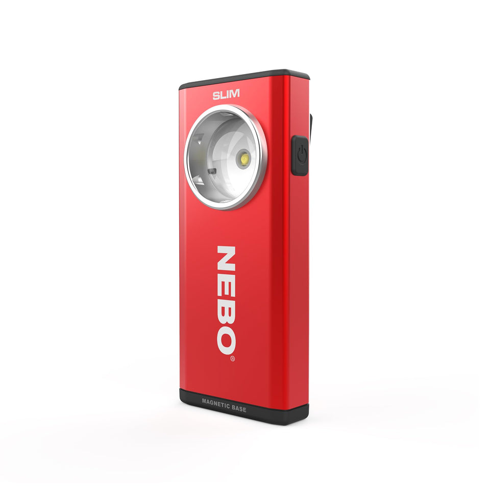 NEBO Slim Pocket Flashlight front view highlighting compact, pocket-friendly design.