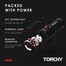 NEBO Torchy USB charging with MagCable keeps you powered on the go.