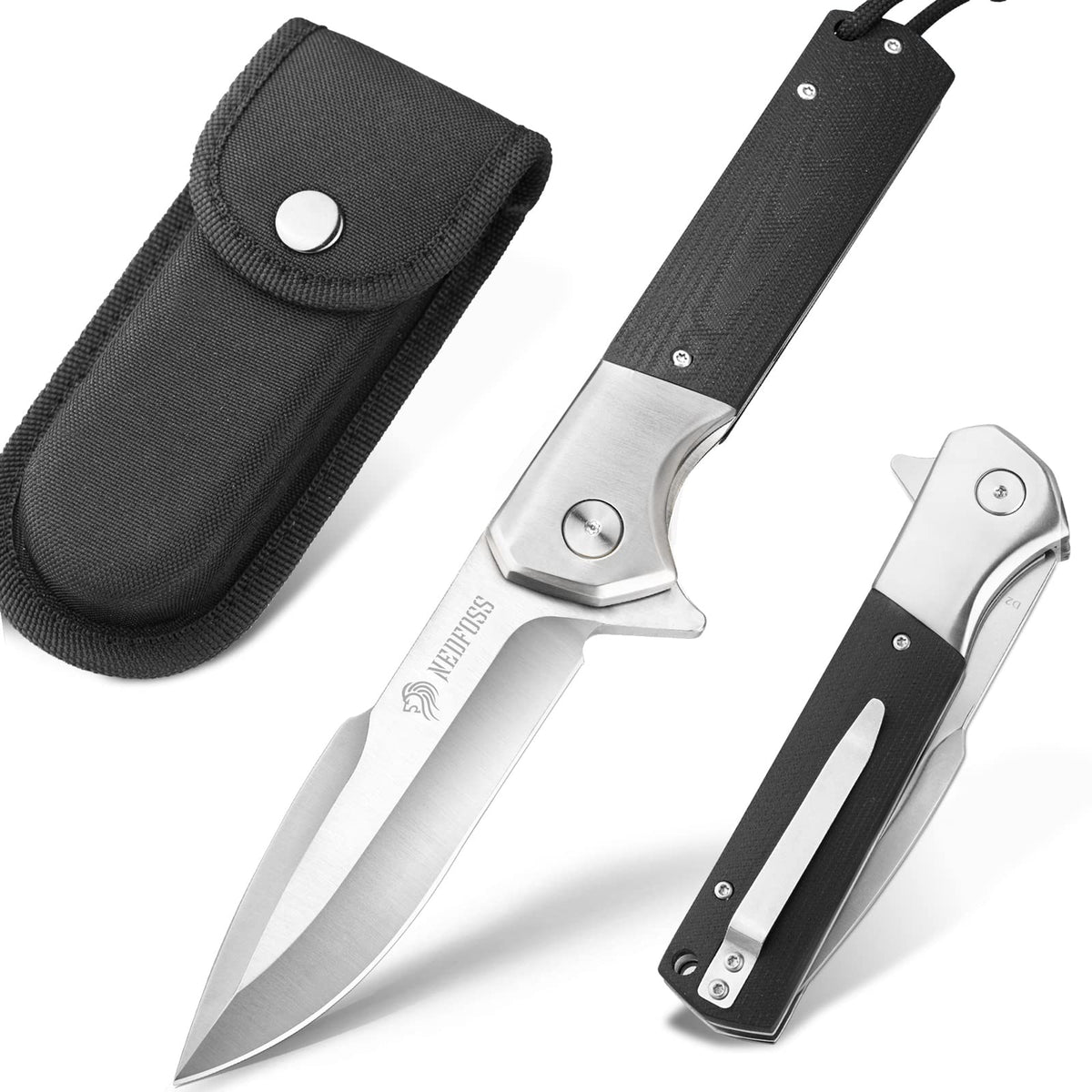 NedFoss BEAST knife ball bearing pivot enables smooth blade deployment