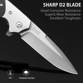 NedFoss D2 steel 3.6-inch blade folding knife with high edge retention