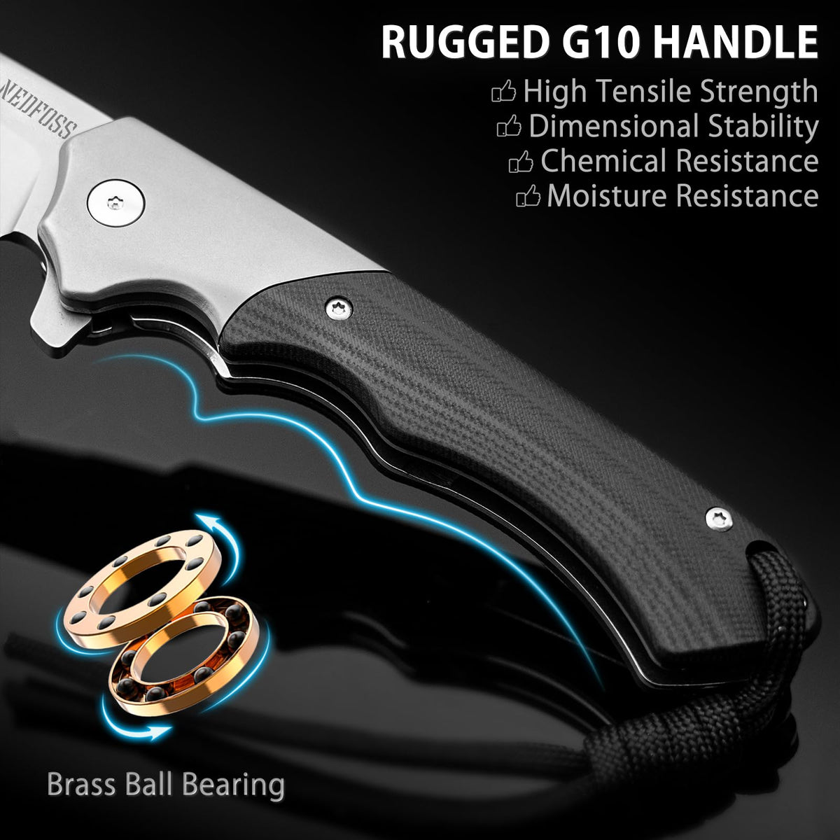NedFoss G10 handle pocket knife offers secure grip and moisture resistance