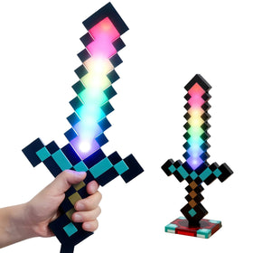Neefoir 11-color diamond sword night light illuminates a gaming desk with vibrant hues.