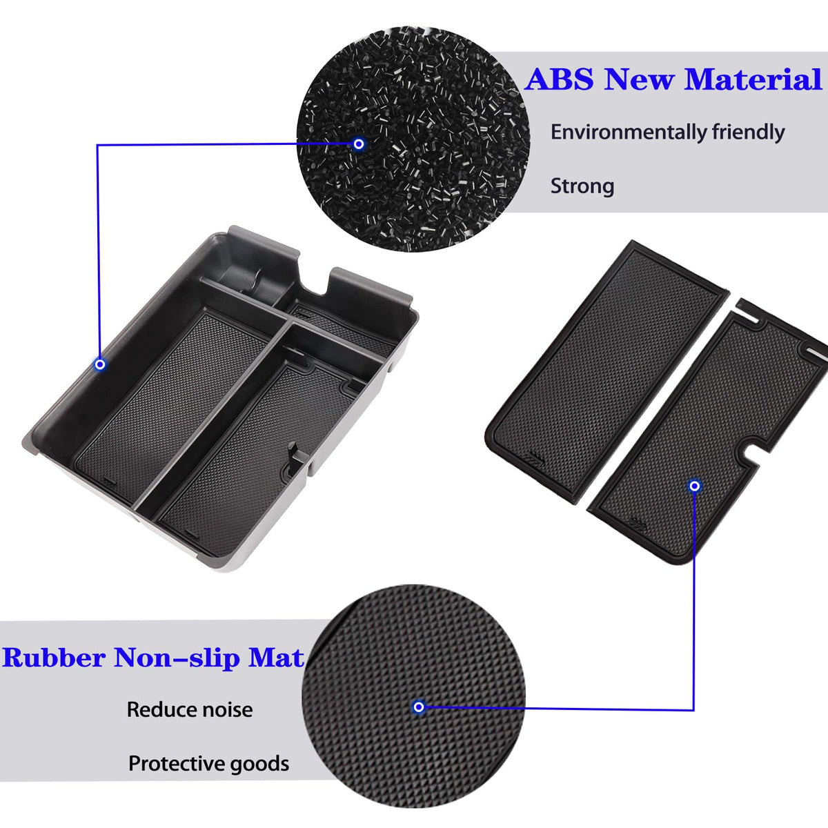 Durable ABS Neepiar organizer with anti-slip pads reduces noise from items.