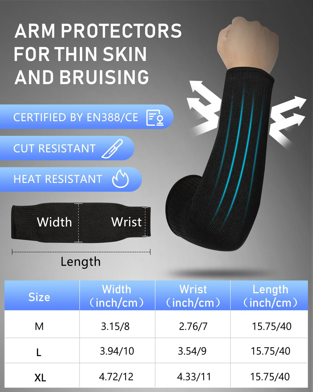Neer arm sleeves in kitchen use with protective coverage