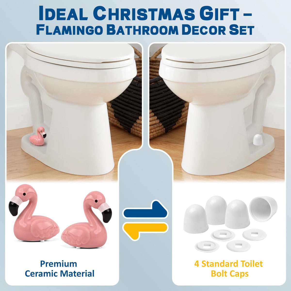 NEEXAN ceramic flamingo toilet screw caps provide a durable, glossy finish