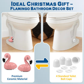 NEEXAN ceramic flamingo toilet screw caps provide a durable, glossy finish