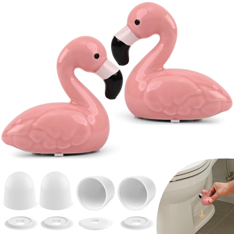 NEEXAN pink flamingo toilet bolt caps set enhances bathroom decor with playful charm